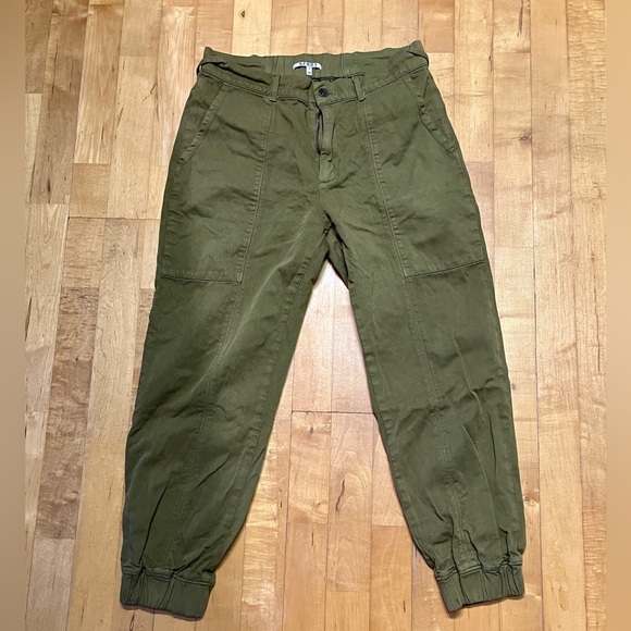 SERRA Khaki Pants Ankle OLIVE OIL Wash Fatigue Camo Parachute Trouser Utility M - Picture 5 of 11